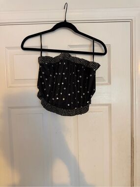 Lovers + Friends Black Polka Dot Cropped Tube Top